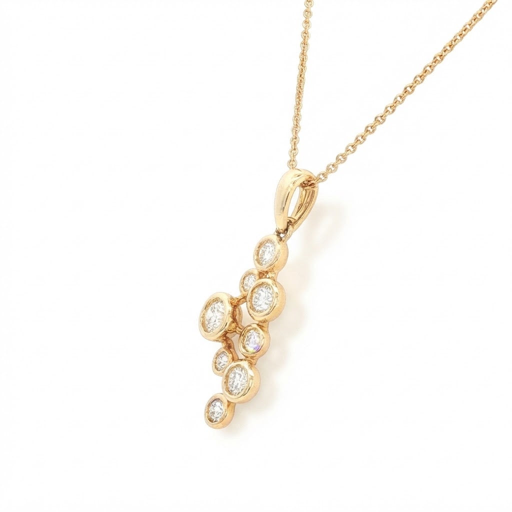18 Carat Yellow Gold Bubbles Drop Pendant 0.65 Carats GVS