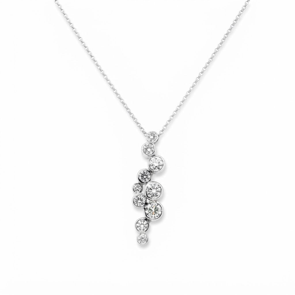 18 Carat White Gold Bubbles Drop Pendant 1.00 Carats GVS