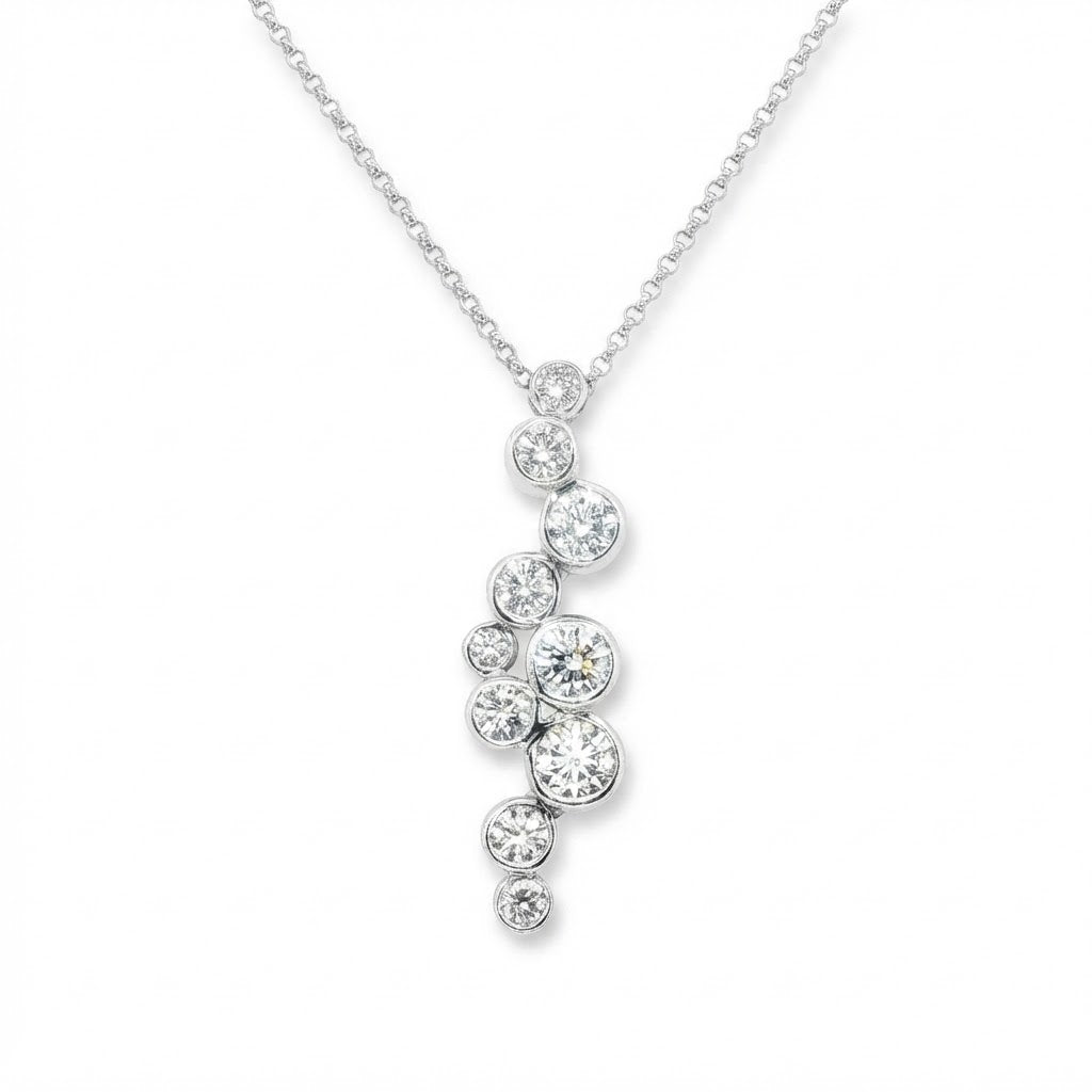 18 Carat White Gold Bubbles Drop Pendant 1.00 Carats GVS