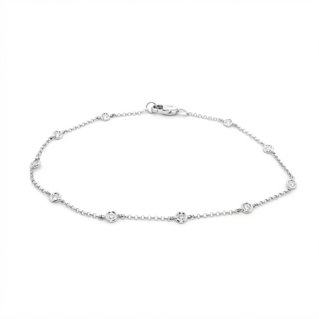 18 Carat White Gold Diamond Chain Bracelet 0.18 Carats GVS