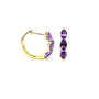 9 Carat Yellow Gold Amethyst Hinge Hoops