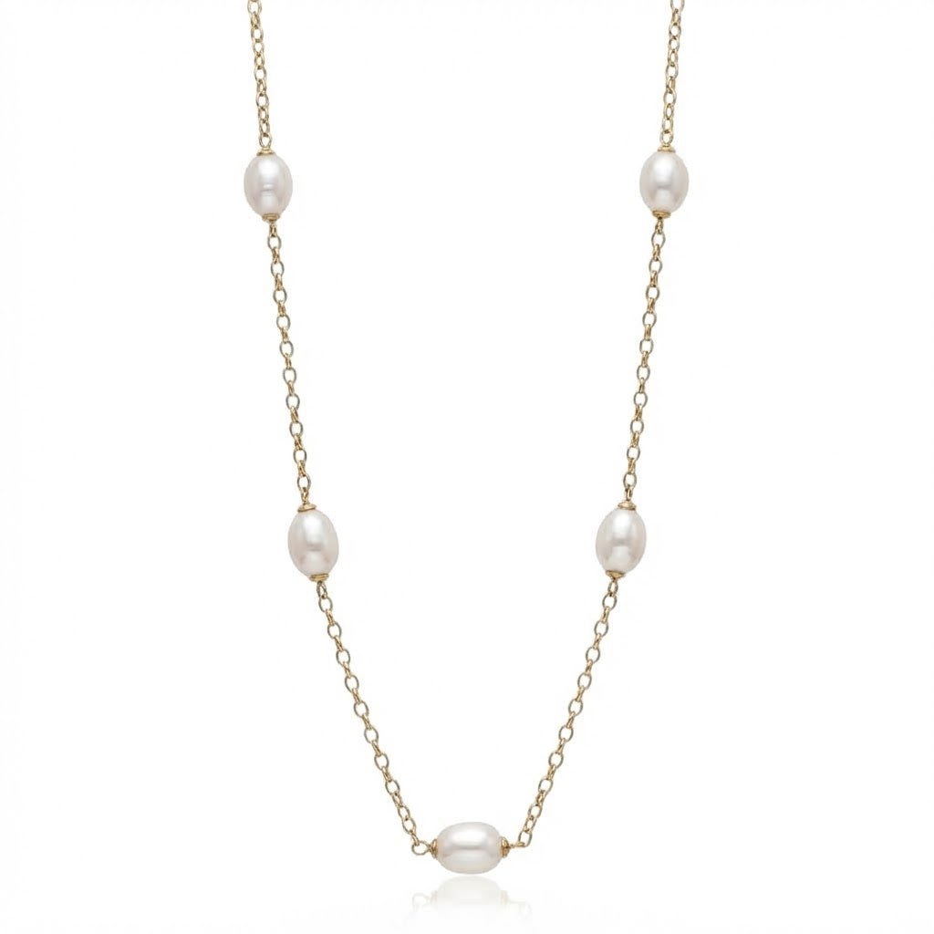 9 Carat Yellow Gold Chain & Fresh Water Pearl Necklace