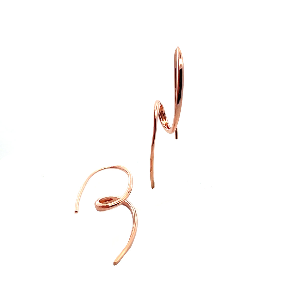 Silver Rose gold plate twist drop earrings