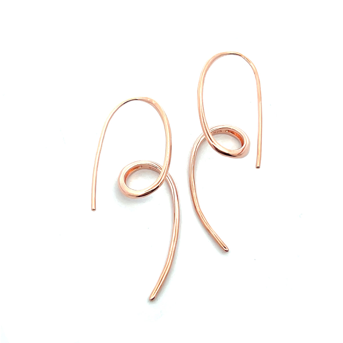Silver Rose gold plate twist drop earrings