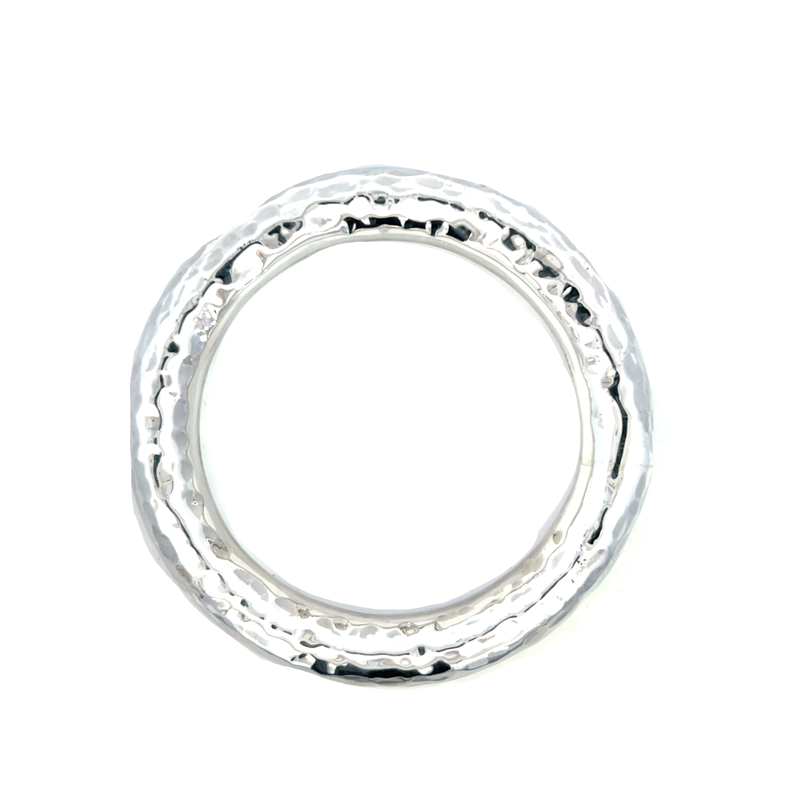 Silver Heavy Hammered Polo Bangle