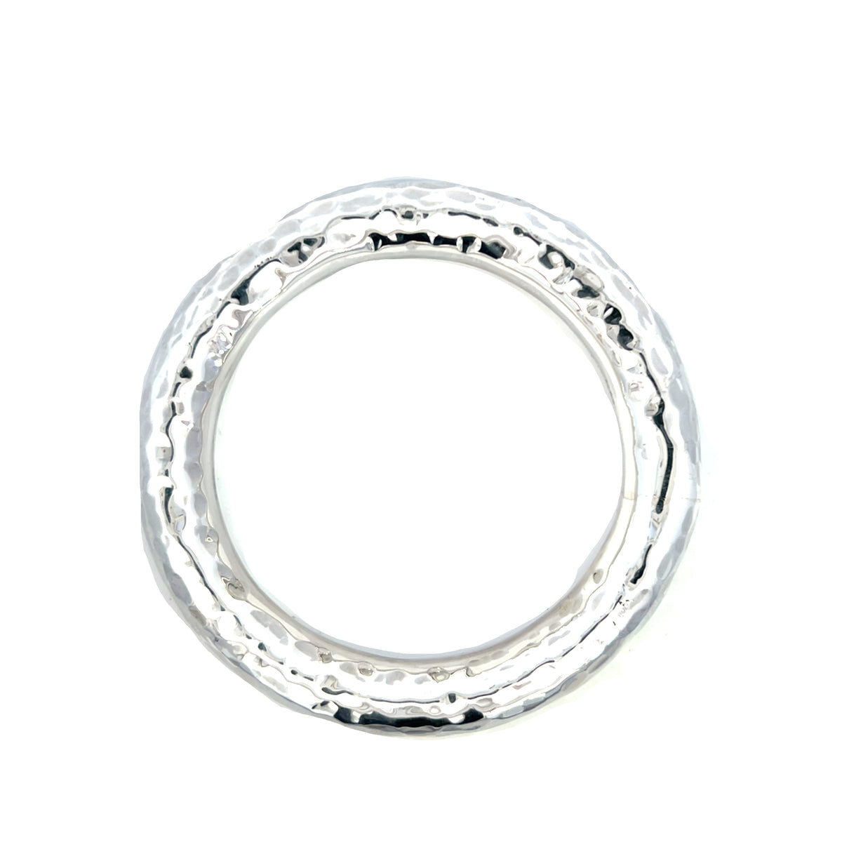 Silver Heavy Hammered Polo Bangle