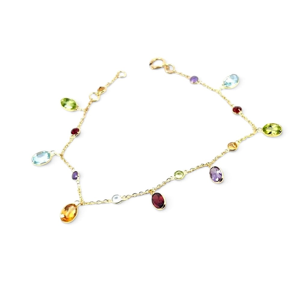 A Modern 18 Carat Yellow Gold and Gem-set Bracelet