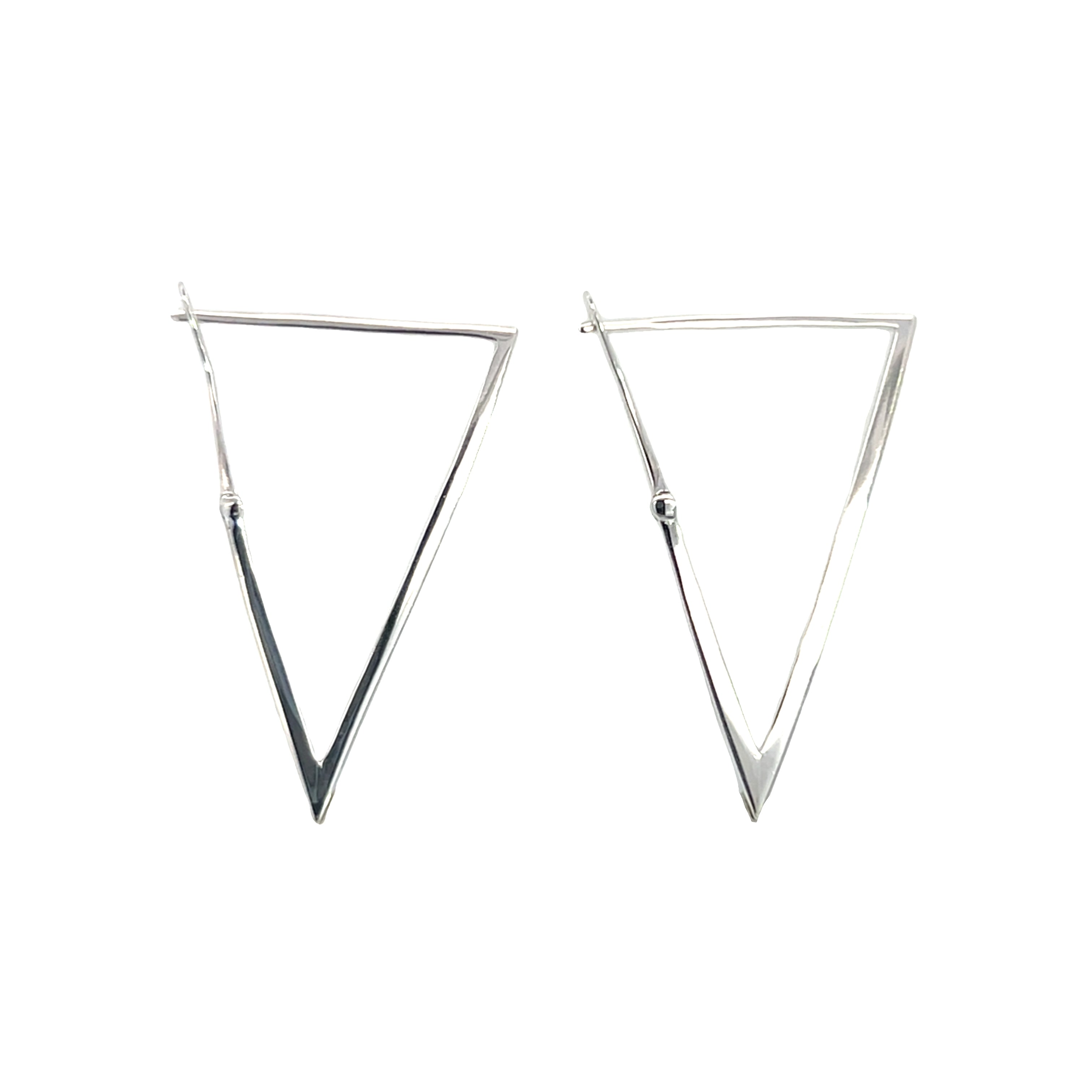 Silver Triangle Hinge Hoops