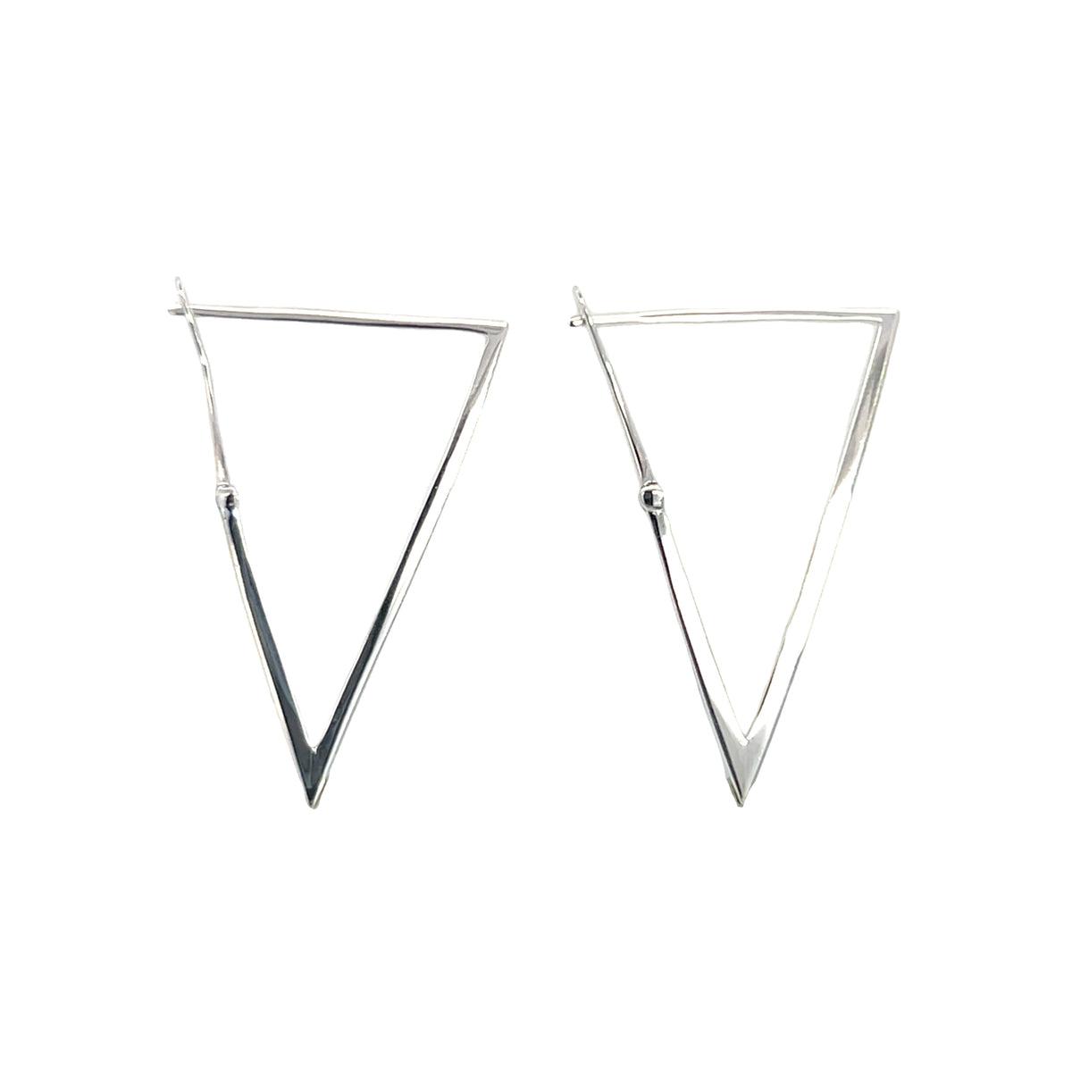Silver Triangle Hinge Hoops