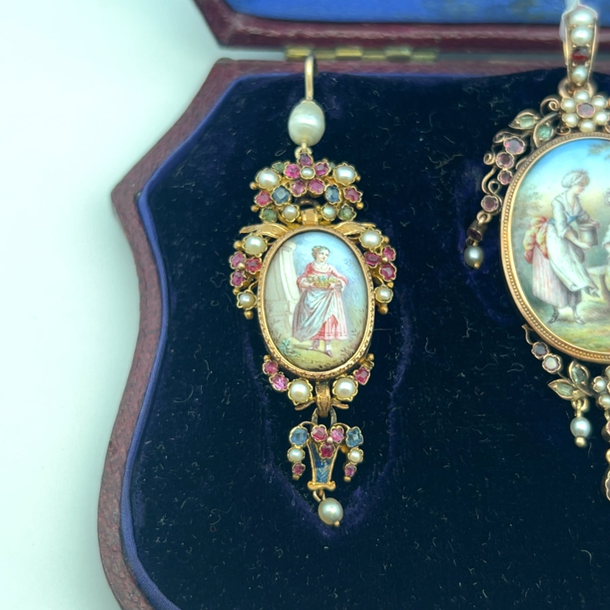 1830s Gold Enamel Portrait Set