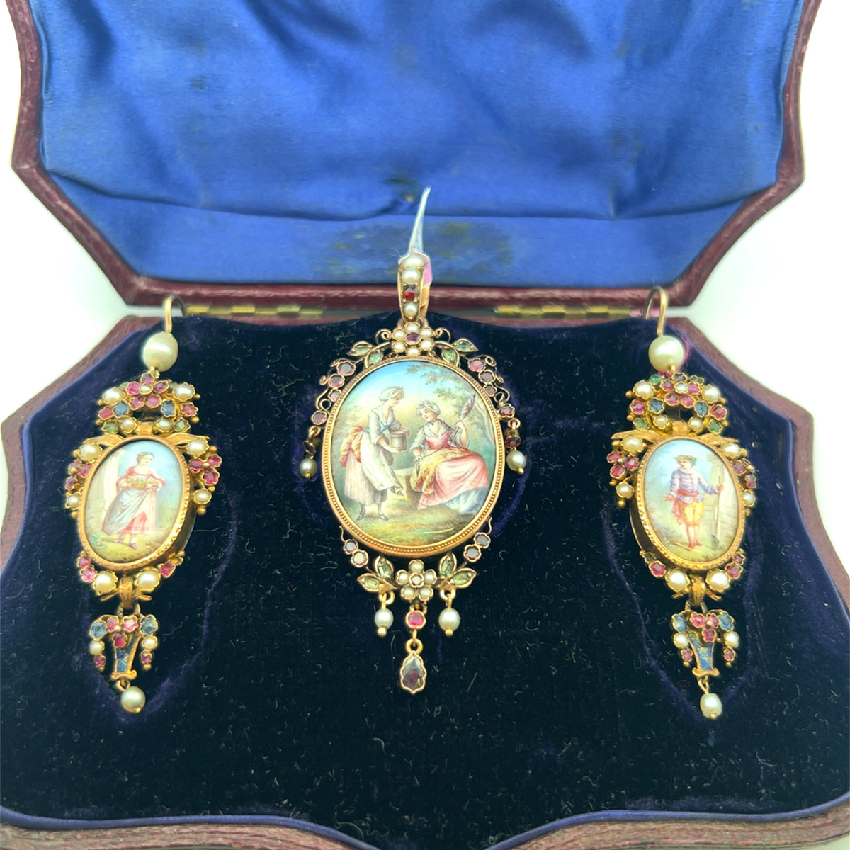 1830s Gold Enamel Portrait Set