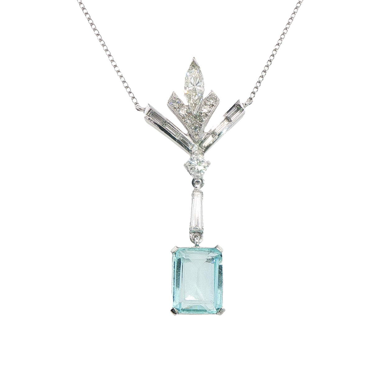 Aquamarine and Diamond Pendant