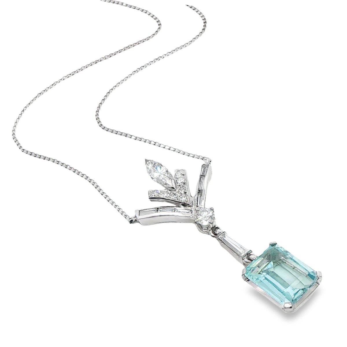 Aquamarine and Diamond Pendant