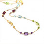 18 Carat Yellow Gold Chain Gem-set Drop Necklace With Emerald Cuts and Trillion Shapes 