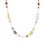 18 Carat Yellow Gold Chain Gem-set Drop Necklace With Emerald Cuts and Trillion Shapes 