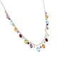 18 Carat White Gold Chain Gem-set Drop Necklace With Oval Cuts and Round Shape Drops