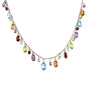 18 Carat White Gold Chain Gem-set Drop Necklace With Oval Cuts and Round Shape Drops