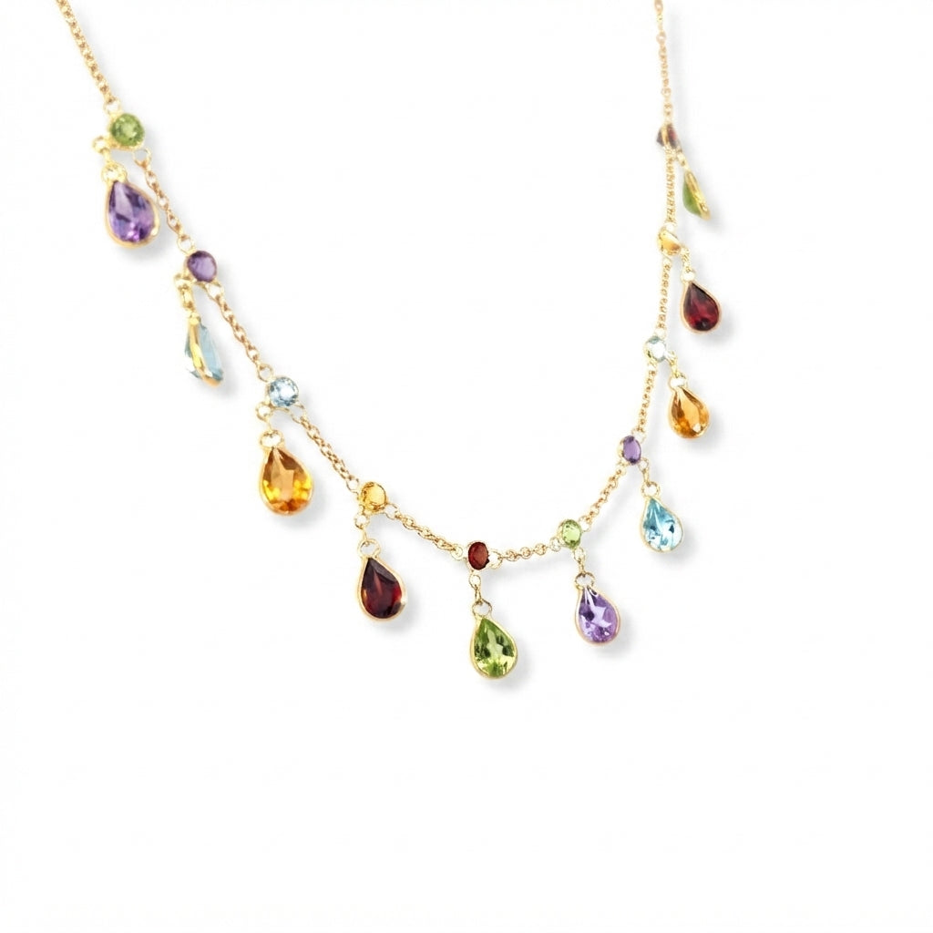 A Modern 18 Carat Yellow Gold and Gem set Necklace
