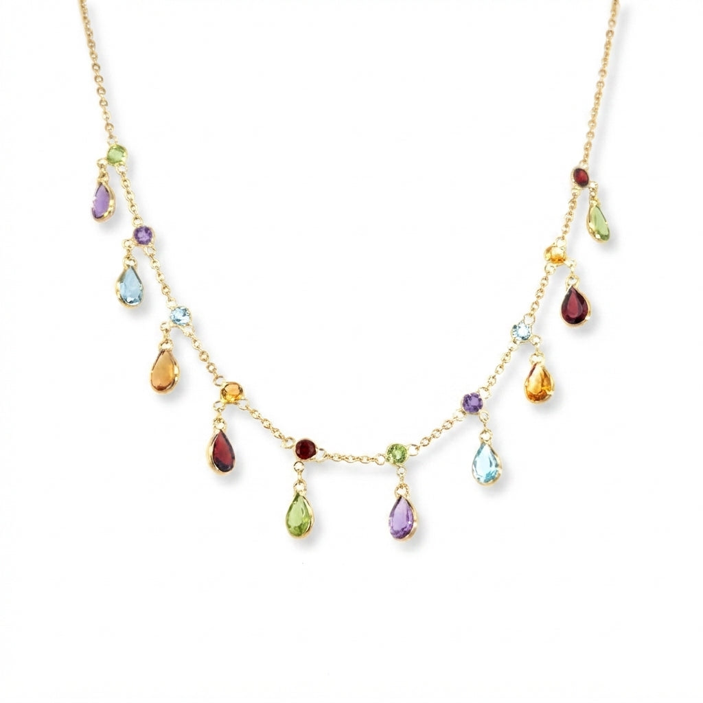 A Modern 18 Carat Yellow Gold and Gem set Necklace