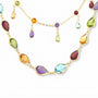 18 Carat Yellow Gold Double Chain Gemset Drop Necklace