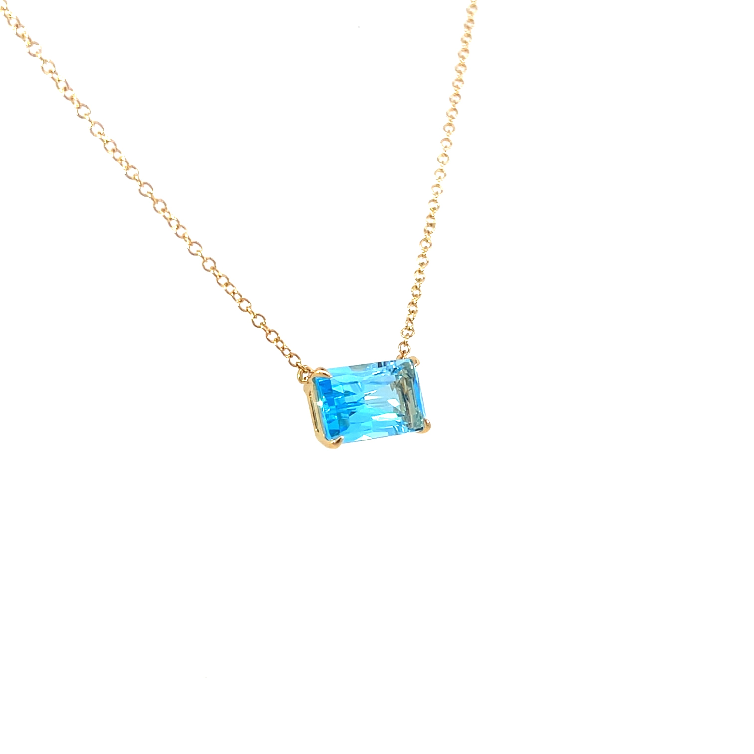 18 Carat Yellow Gold Blue Topaz In Line Necklet