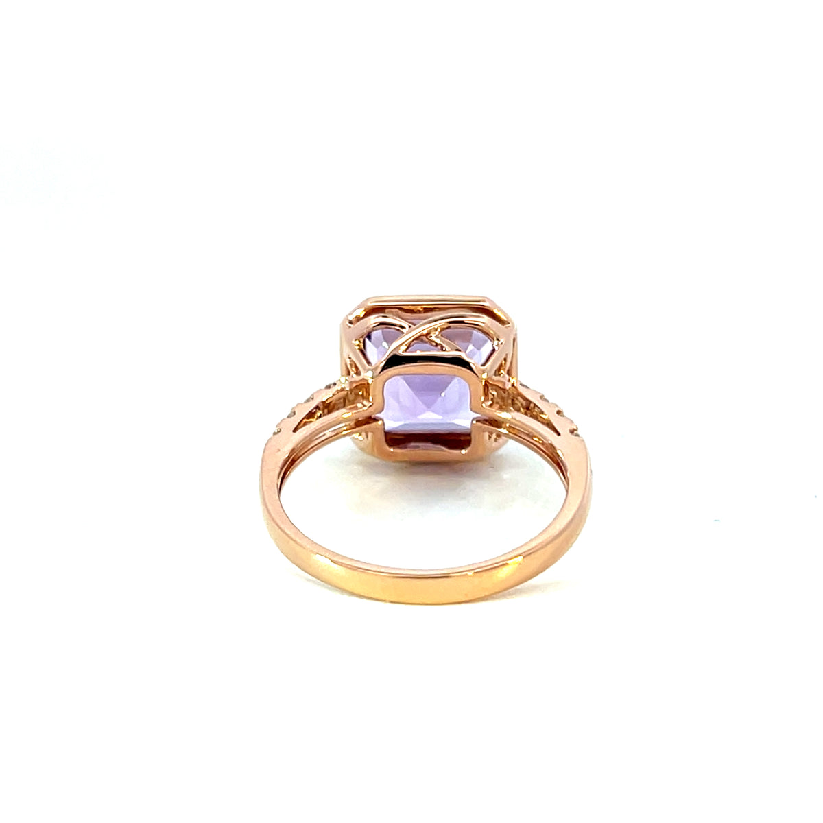 18 Carat Rose Gold, Amethyst and Diamond Ring