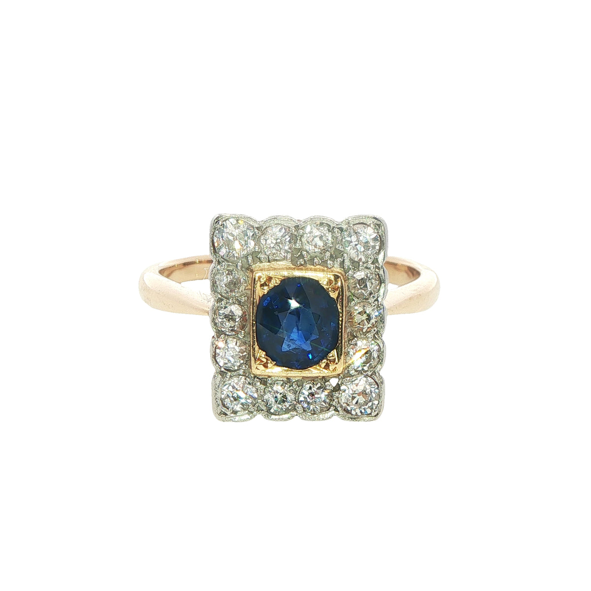 Beautiful Sapphire Diamond Cluster Ring
