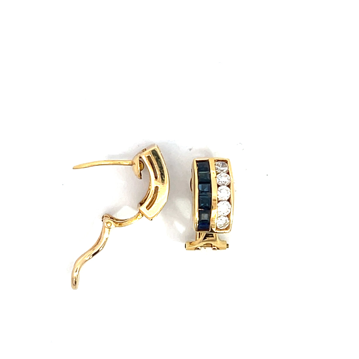 Gold Sapphire and Diamond Earrings