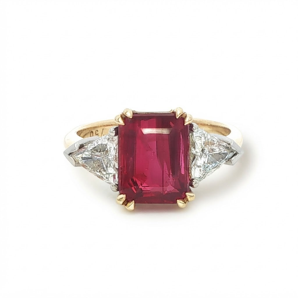 An 18 Carat Yellow and White Gold Ruby and Diamond Ring