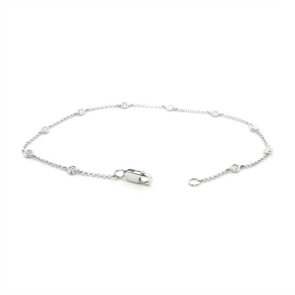 18 Carat White Gold Diamond Chain Bracelet 0.18 Carats GVS
