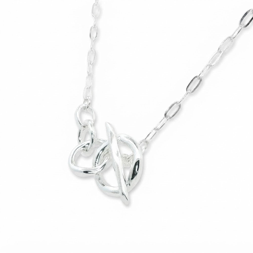 Circles Silver T Bar Necklace
