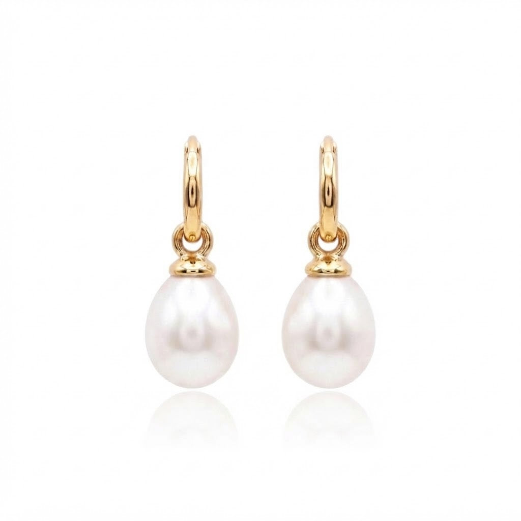9 Carat Yellow Gold and Fresh Water Pearl Drops