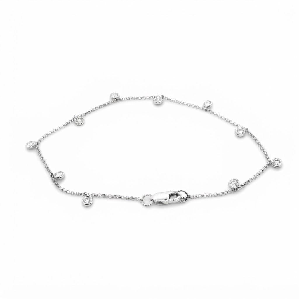 18 Carat White Gold Dangly Diamond Chain Bracelet 0.39 Carats GVS