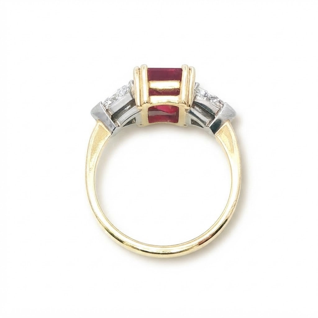 An 18 Carat Yellow and White Gold Ruby and Diamond Ring