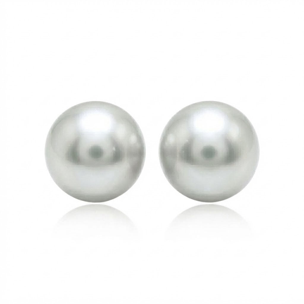 9mm Grey Fresh Water Pearl Studs on 9 Ct Yellow Gold