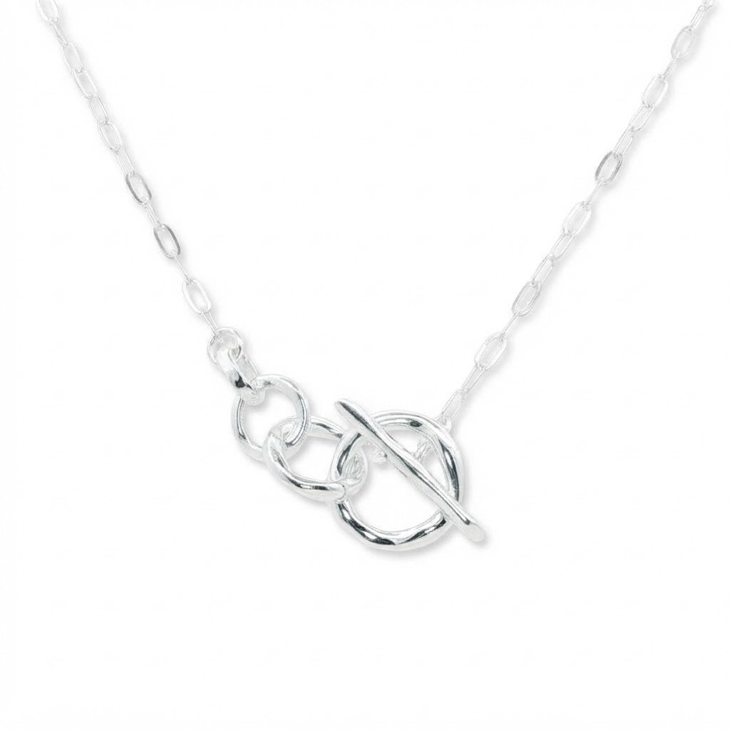 Circles Silver T Bar Necklace