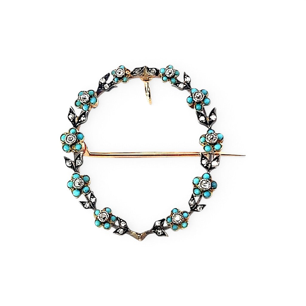 Beautiful Turquoise and Diamond Pendant/Brooch