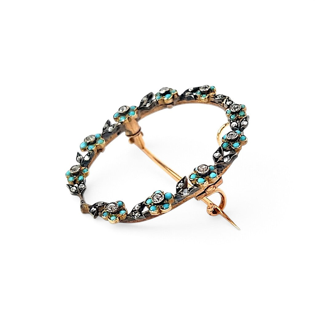 Beautiful Turquoise and Diamond Pendant/Brooch