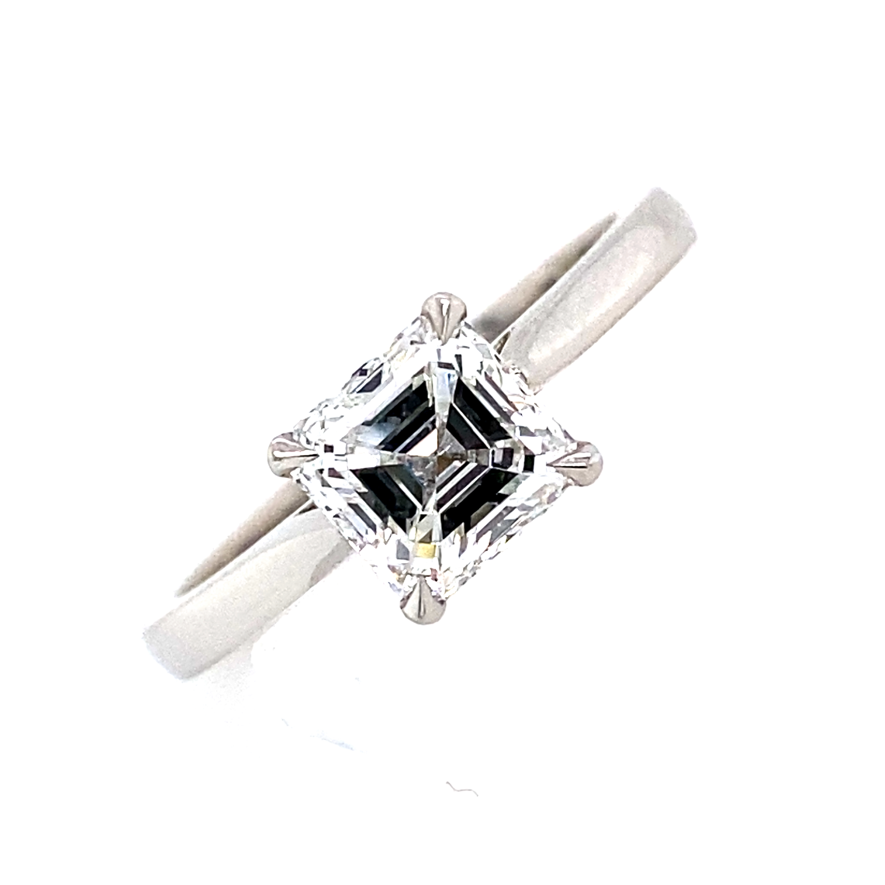 Platinum and Diamond Asscher Cut Diamond Ring 1.20 Carats G VS2