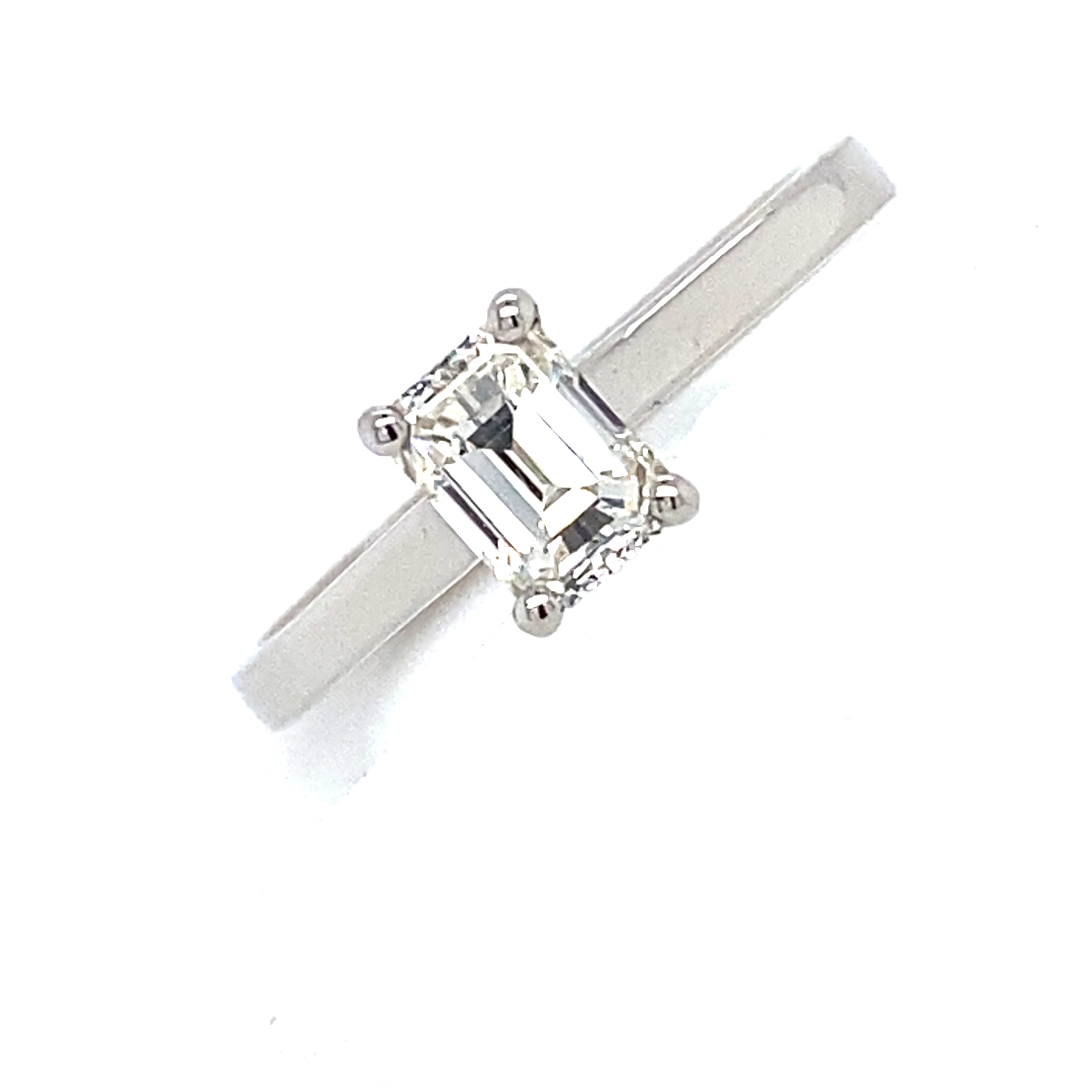 Platinum and Diamond Emerald Cut Diamond Ring 0.71Cts G/H Si