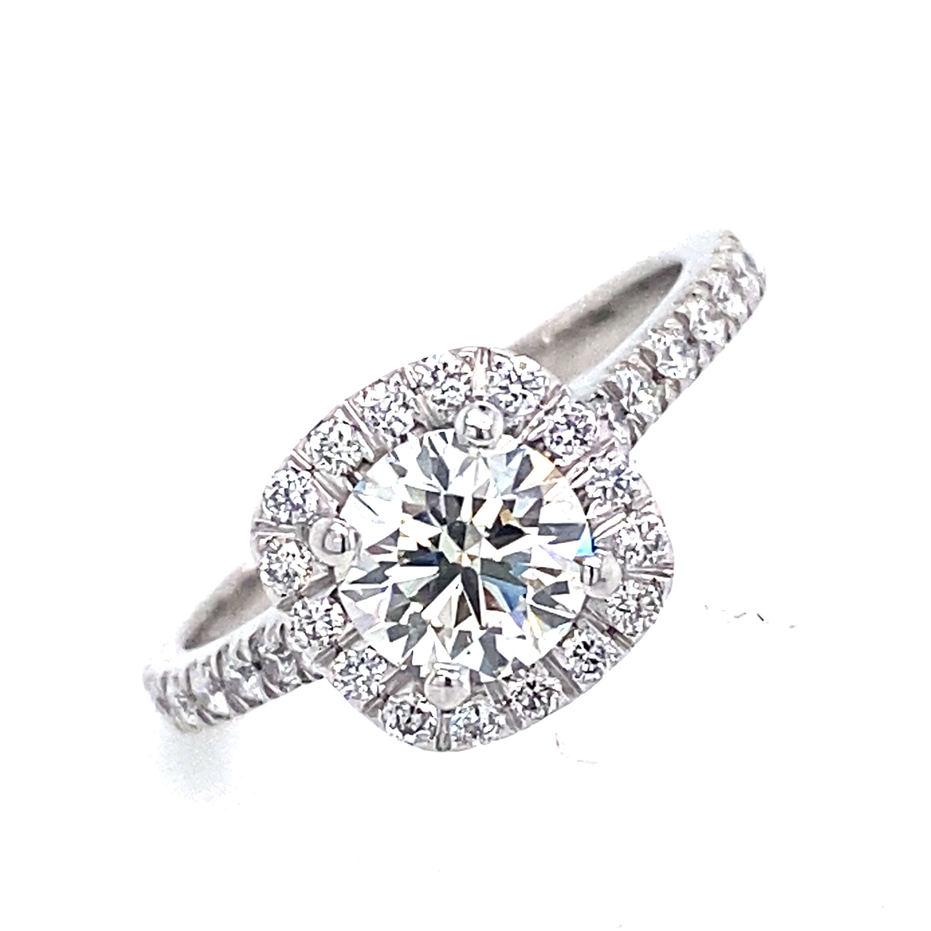 18 carat White Gold Diamond Halo Ring Grace Engagement Rings