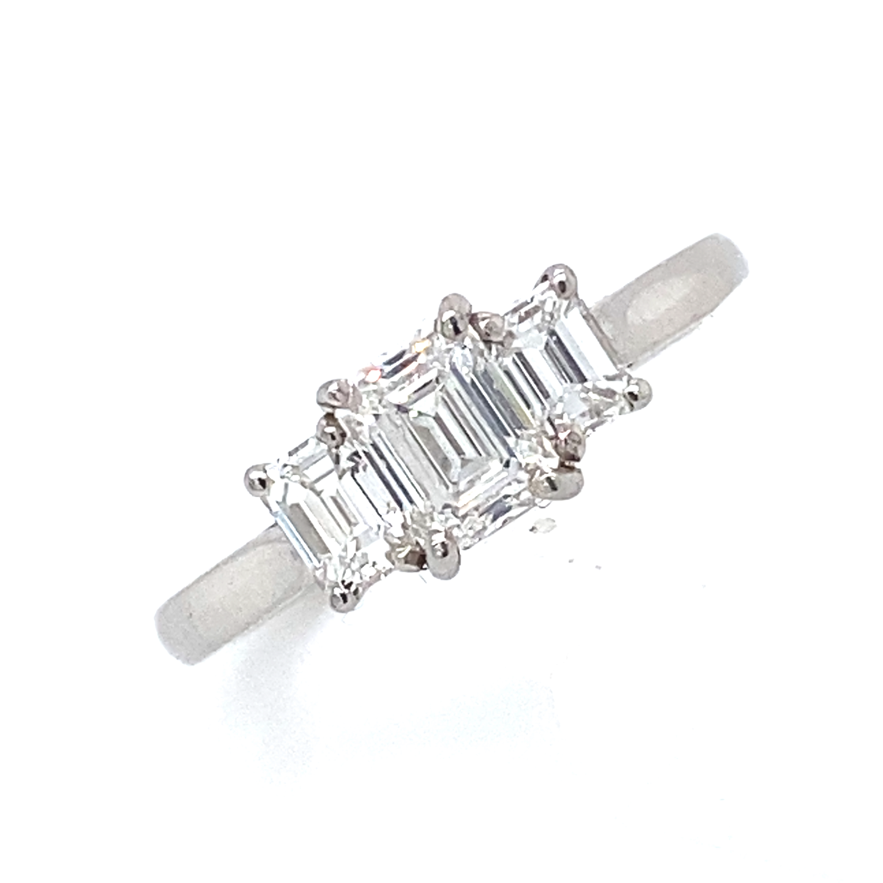 Platinum and Diamond 3 Stone Emerald Cut Ring 1.21 Cts F VS1