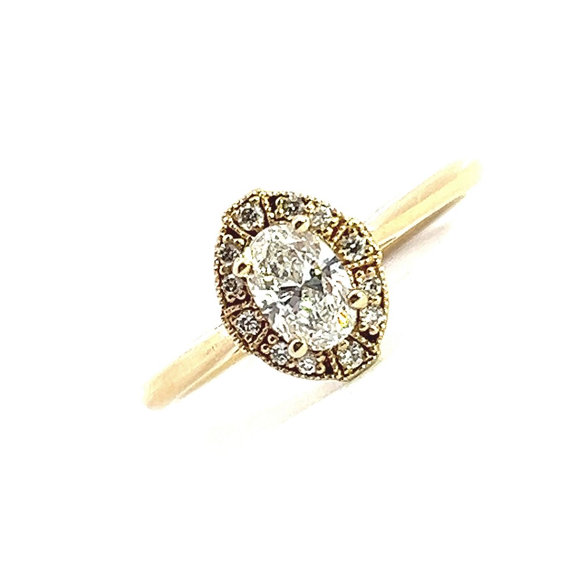 18 Carat Yellow Gold and Diamond Vintage Style Ring 0.41 FVS1