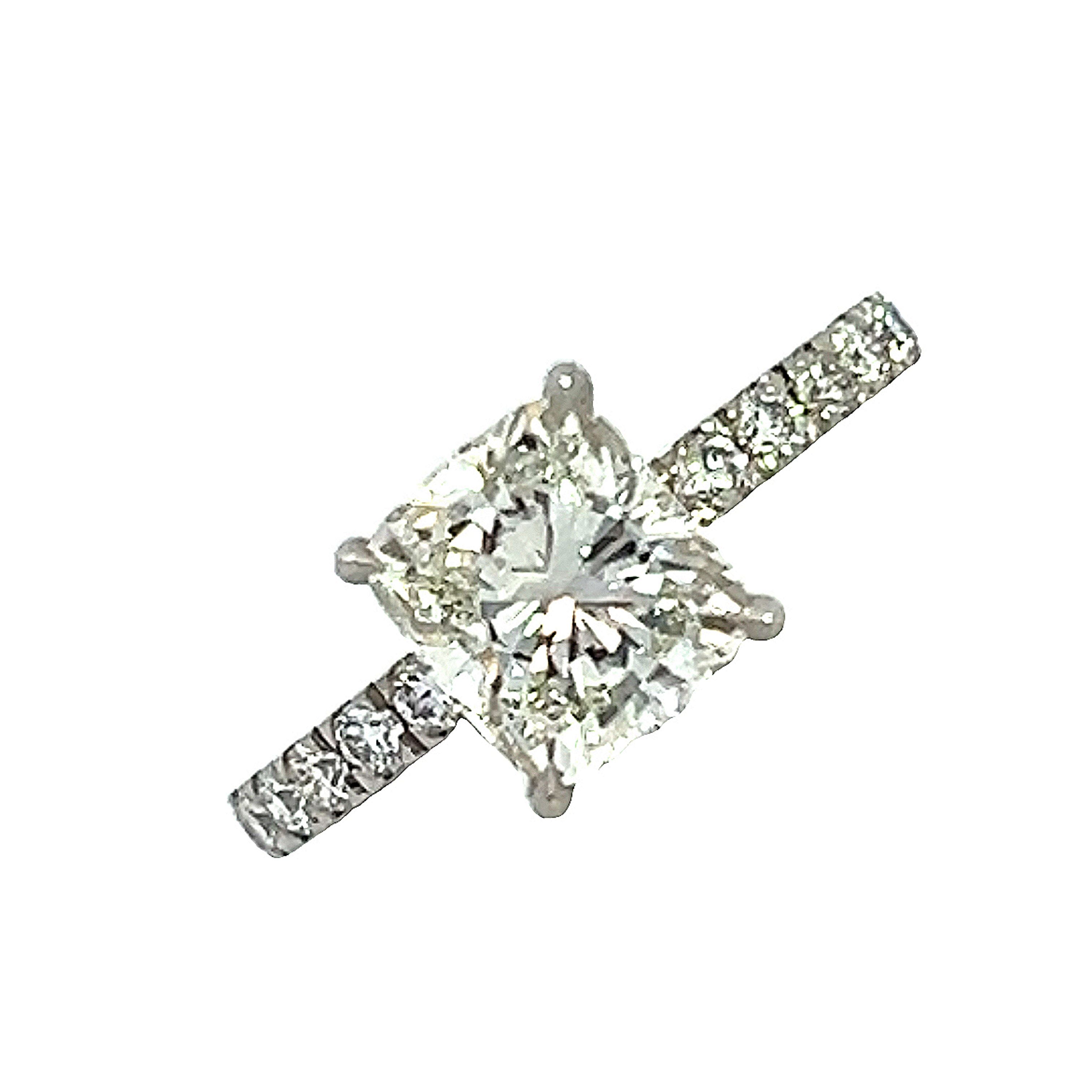 Platinum and Diamond Cushion Shape Diamond Ring 2.03  I Si2