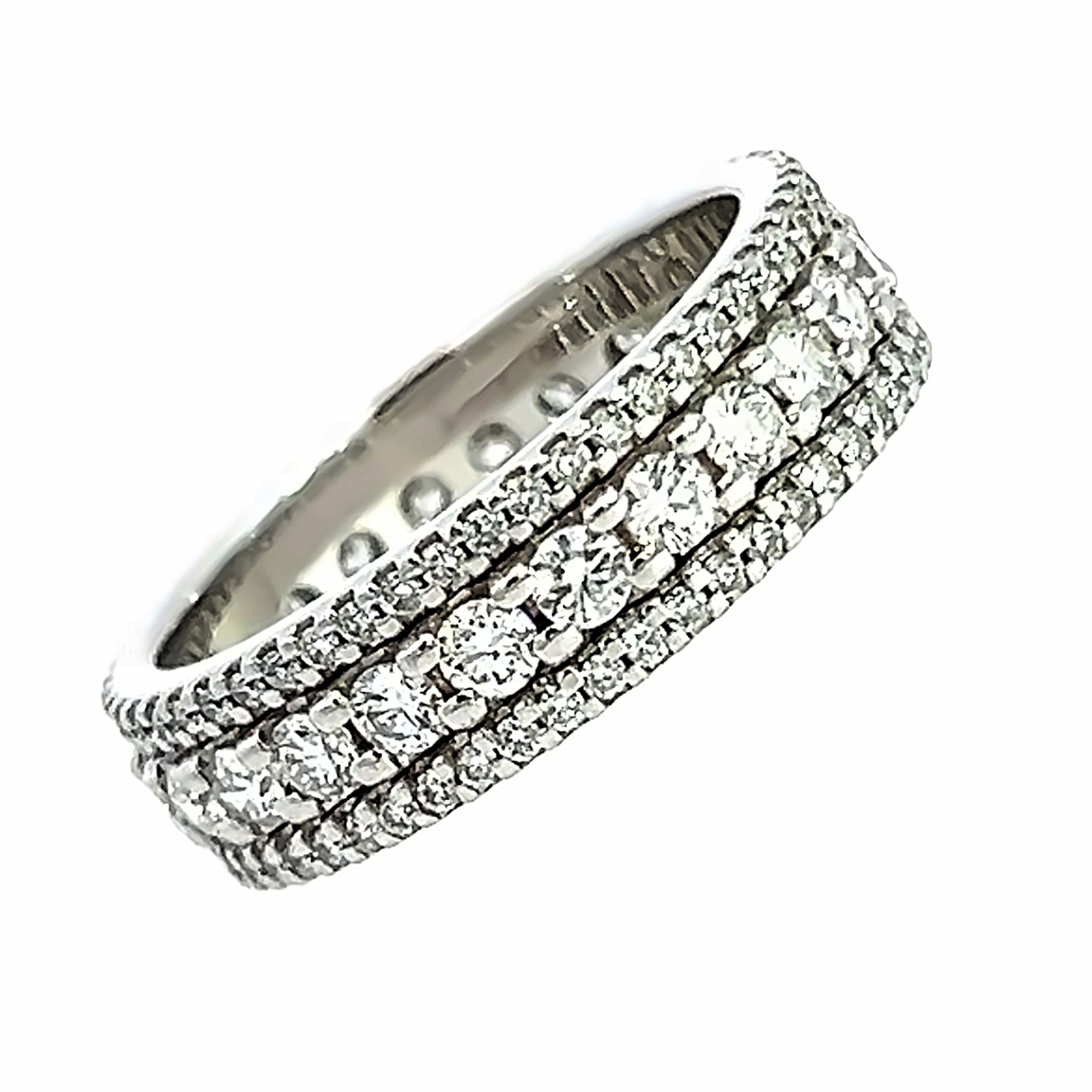 Tripple row Full Eternity Ring 1.44cts Claw set Eternity Rings