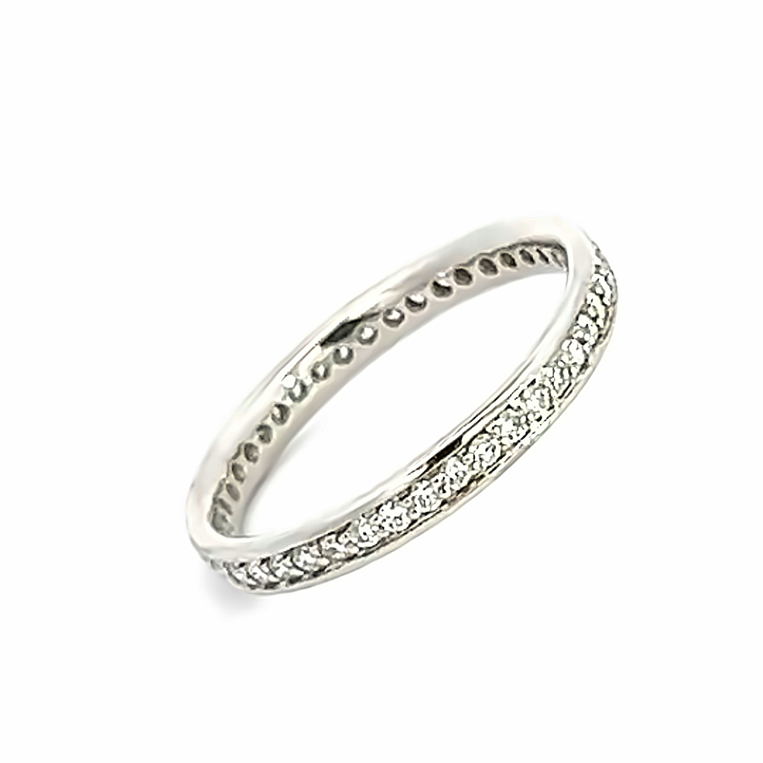 Platinum and Diamond Grain Set Full Eternity Style Ring - 0.34ct