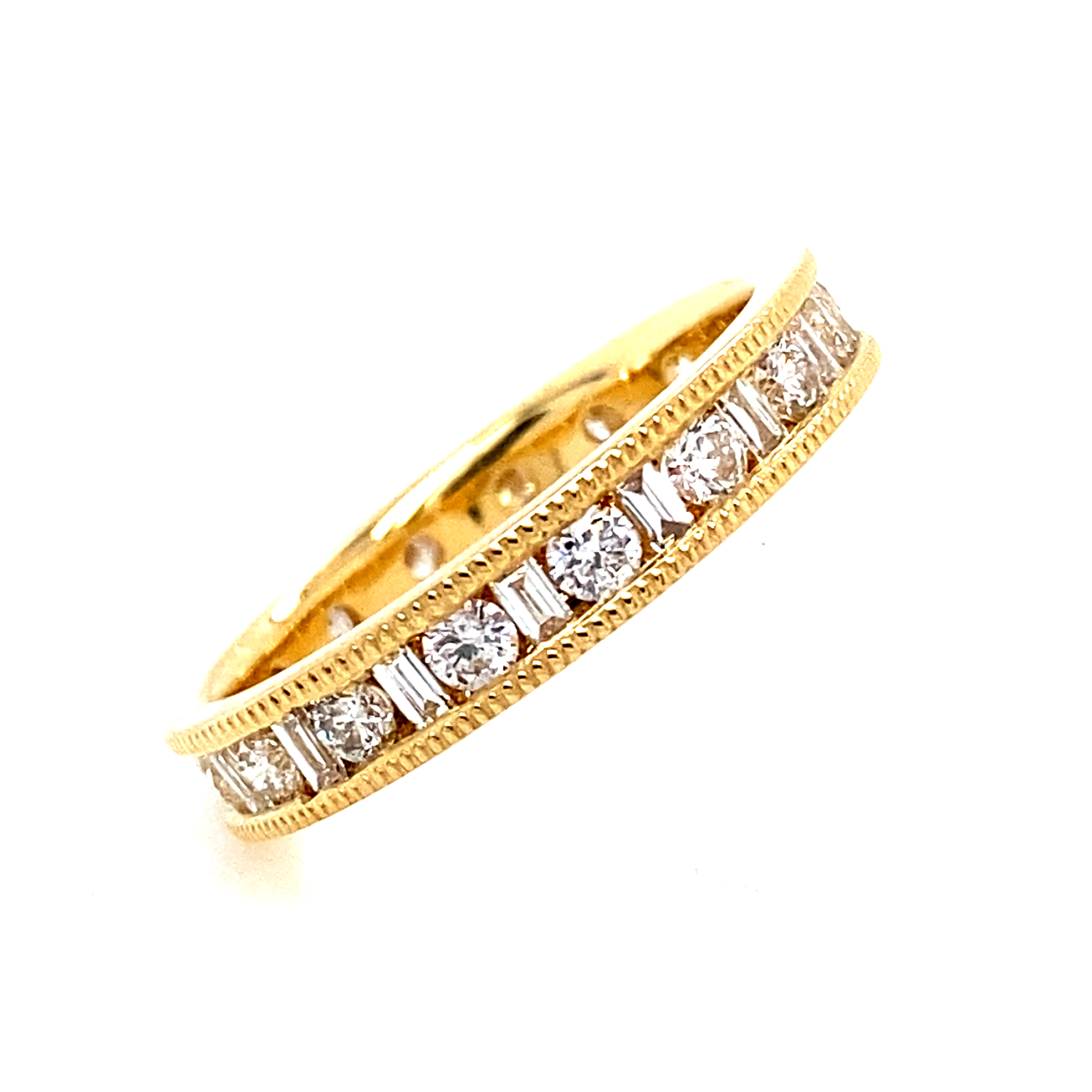 18 Carat Yellow Gold and Diamond Channel Set Eternity Style Ring