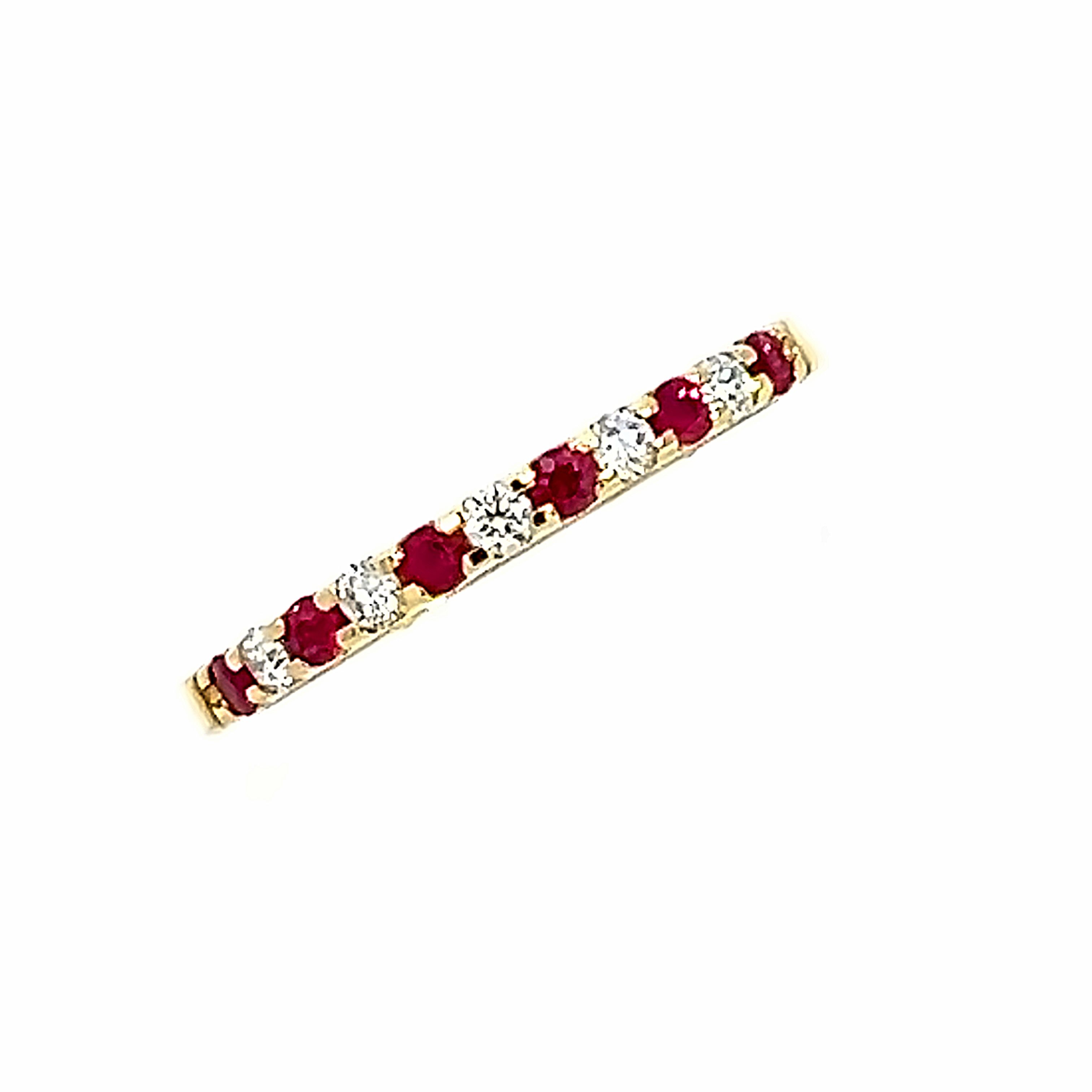 A 18 Carat Yellow Gold Ruby and Diamond Cog Set ½ Eternity Ring
