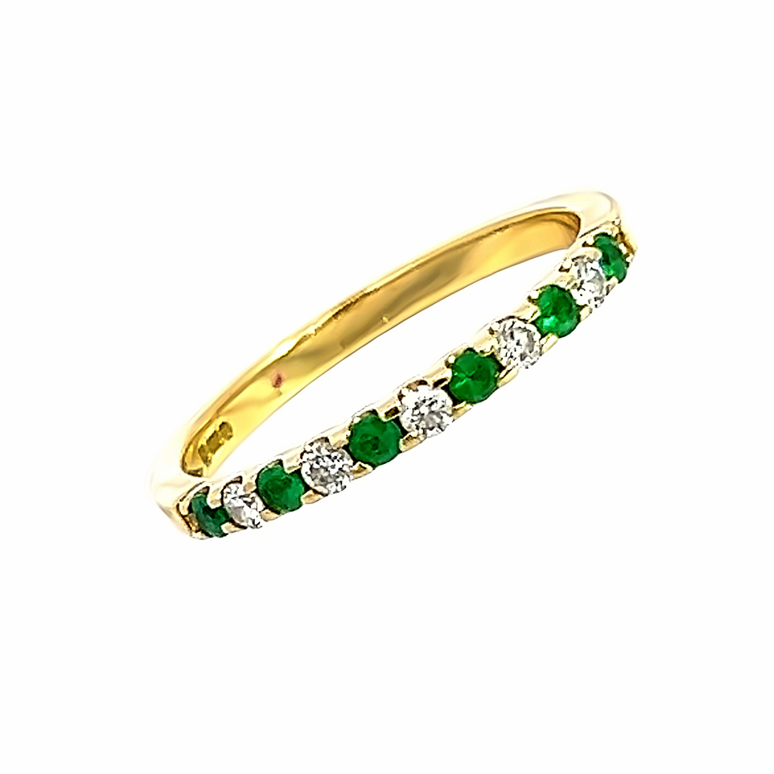 A 18 Carat Yellow Gold Emerald and Diamond Cog Set ½ Eternity R