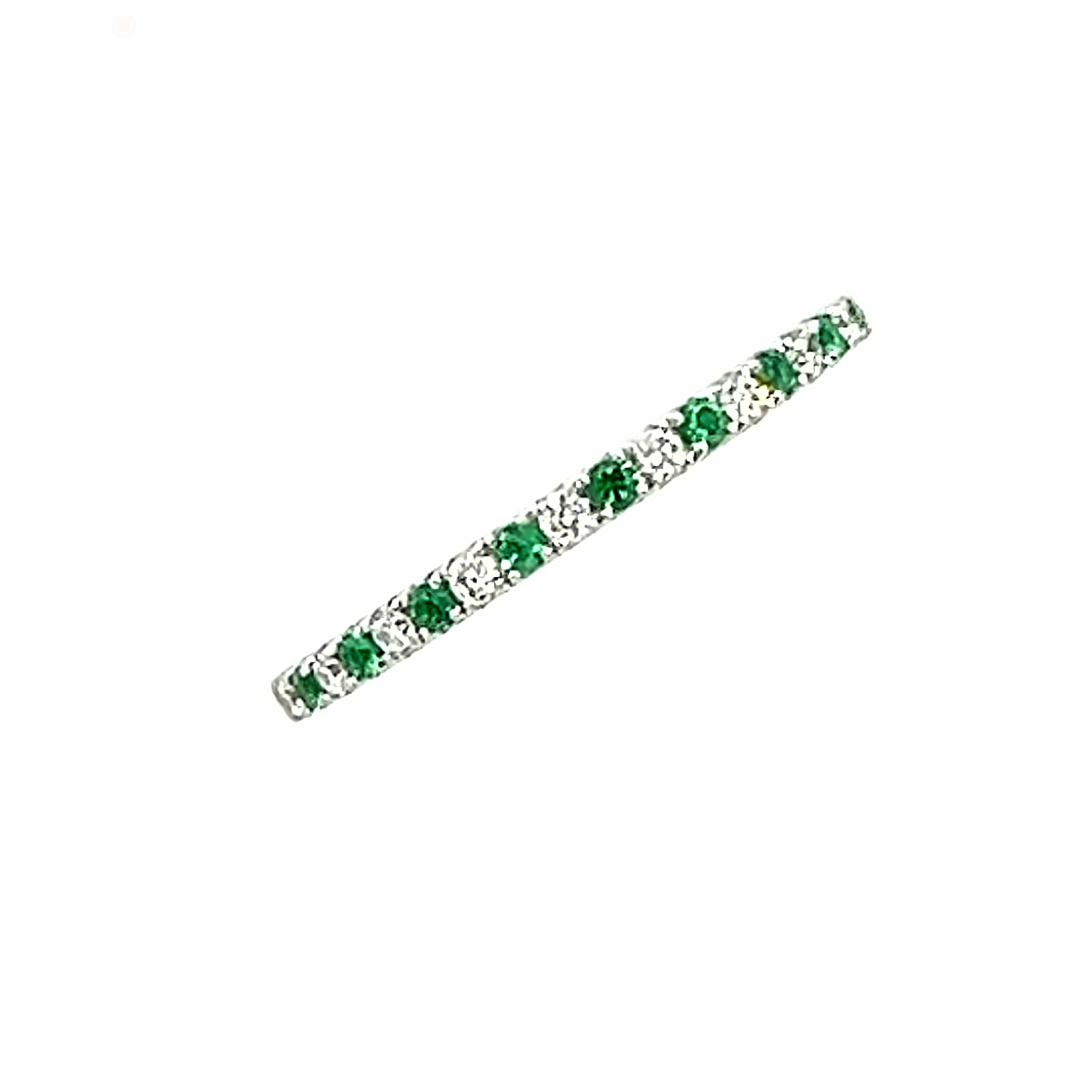 A Emerald and Diamond Half Eternity Style Ring